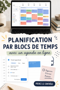 Capture d'écran de Google Calendar illustrant le time blocking pour une bonne organisation.