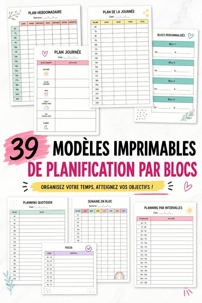 Modèle d'emploi du temps imprimable pour une organisation familiale efficace.
