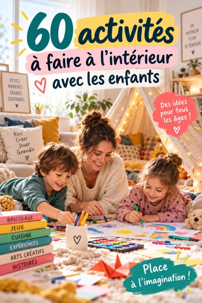 Enfants s'amusant à faire une activité créative à l'intérieur.