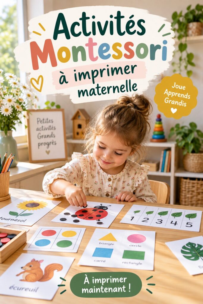 Enfants jouant avec des feuilles d'activités Montessori imprimables.
