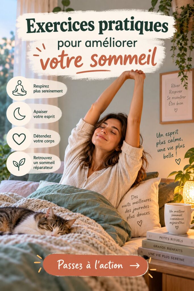 Un coucher de soleil apaisant illustrant la tranquillité du sommeil avec des exercices pratiques.