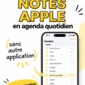 Capture d'écran d'Apple Notes utilisé comme planner quotidien, avec des notes organisées et des tâches listées.