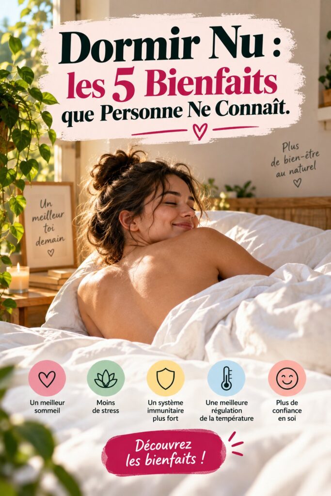 Personne dormant paisiblement nu dans un lit confortable