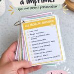 Exemple de cartes de tâches imprimables avec des illustrations ludiques pour enfants.