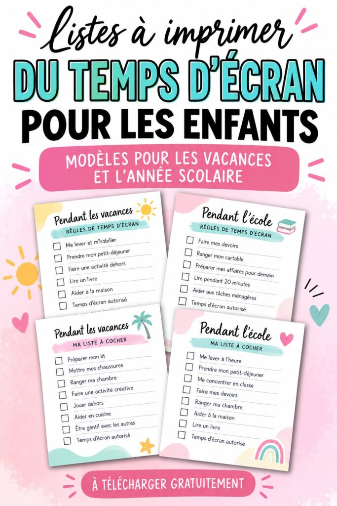 Une checklist pour gérer le temps d'écran des enfants pendant l'été et l'année scolaire.