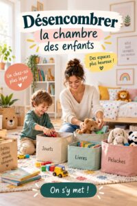 Une chambre d'enfant désencombrée avec des jouets bien rangés et une ambiance sereine.