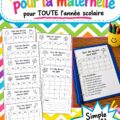 Un enfant souriant faisant ses devoirs de pré-maternelle avec des crayons et des livres.