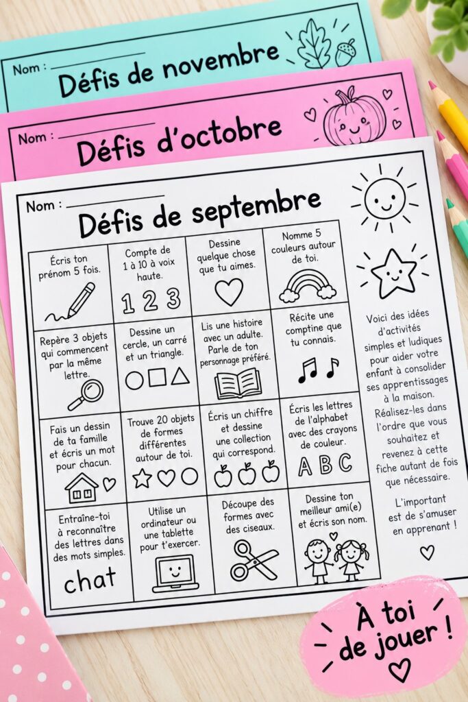 Enfant s'amusant à réaliser un devoir créatif avec des couleurs et du papier.