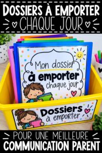 Dossier de communication parents-professeurs ouvert sur une table avec des fournitures scolaires