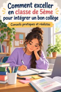 Un élève de 7ème studieux examinant des livres pour les études de son admission au lycée