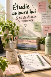 Un étudiant concentré sur ses études avec des manuels ouverts et un ordinateur portable.