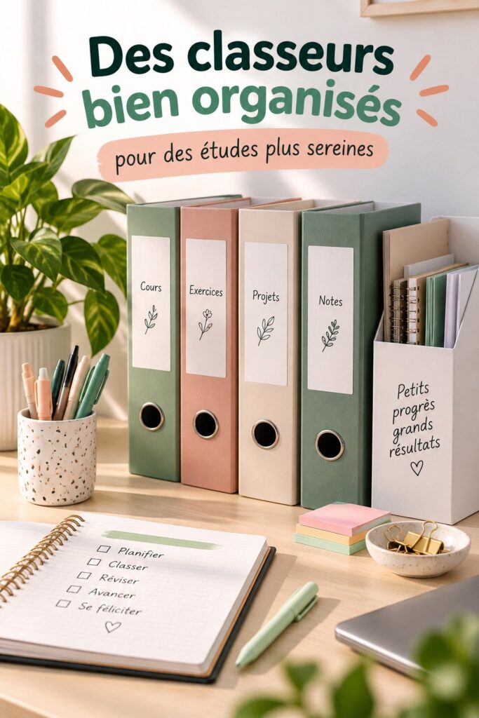 Classeurs bien organisés et colorés sur un bureau