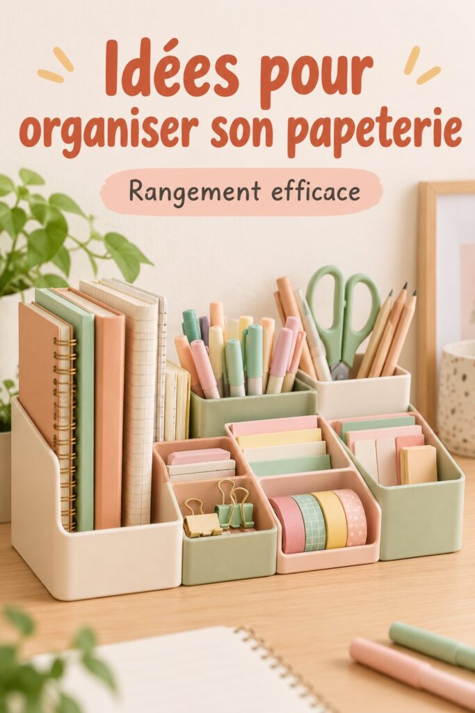Espace de travail bien organisé avec des fournitures scolaires rangées