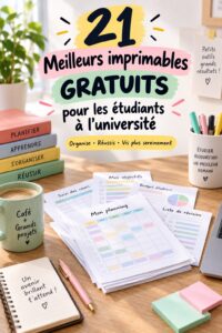 Divers outils gratuits pour étudiants, incluant des calendriers et des listes de tâches.