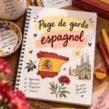 Exemple d'une page de garde en espagnol avec un design coloré