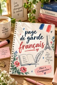 Une page de garde colorée et créative pour un cours de français
