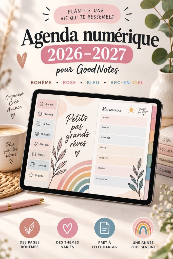 Illustration du planificateur numérique gratuit 2025-2027 pour GoodNotes