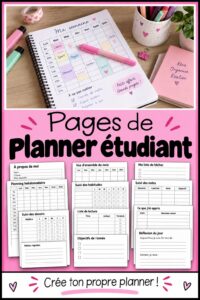 Un planner étudiant coloré et personnalisé sur un bureau.