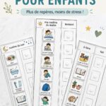 Une illustration montrant des enfants utilisant un planning visuel coloré pour organiser leurs tâches quotidiennes.