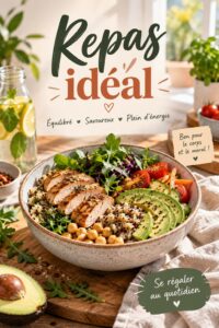 Table familiale dressée avec un repas coloré et savoureux