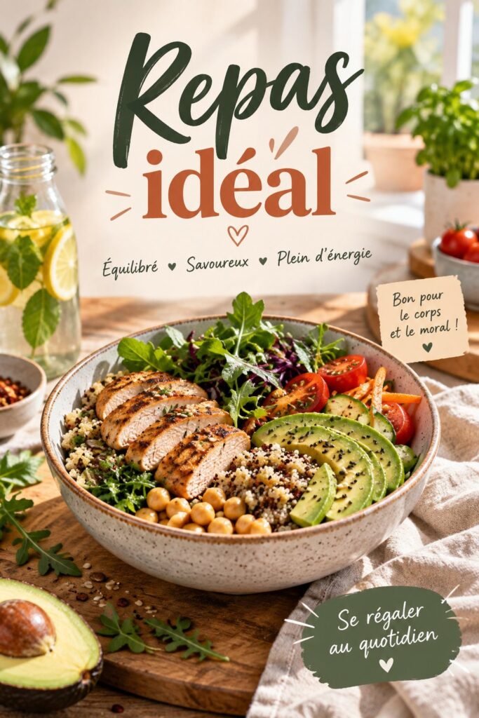 Table familiale dressée avec un repas coloré et savoureux