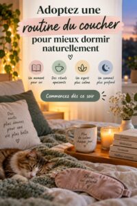 Un enfant lisant un livre dans son lit avant de dormir, symbolisant une routine apaisante du coucher.