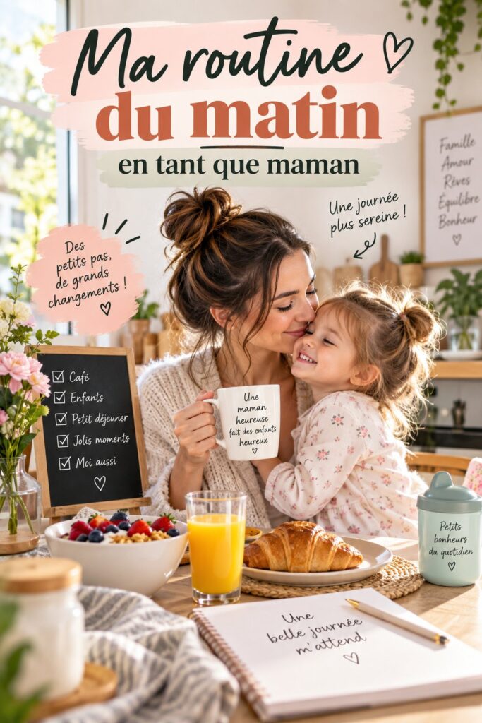 Maman préparant le petit déjeuner pendant sa routine matinale