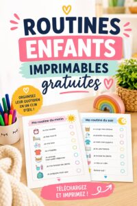 Une illustration de routines enfants imprimables avec divers modèles colorés sur une table.