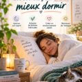 Un lit confortable préparé pour une bonne nuit de sommeil, avec des coussins et une couverture douce.
