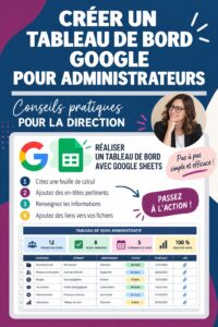 Un exemple de tableau de bord Google sur un écran d'ordinateur, affichant des données administratives.