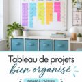 Tableau de projet organisé pour la gestion des tâches familiales avec des colonnes colorées et étiquetées.