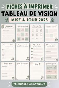 Tableau de vision coloré avec des images et des mots inspirants pour 2025.