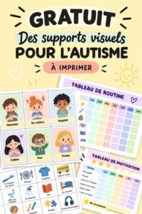 Visuels éducatifs imprimables pour accompagner les enfants autistes.