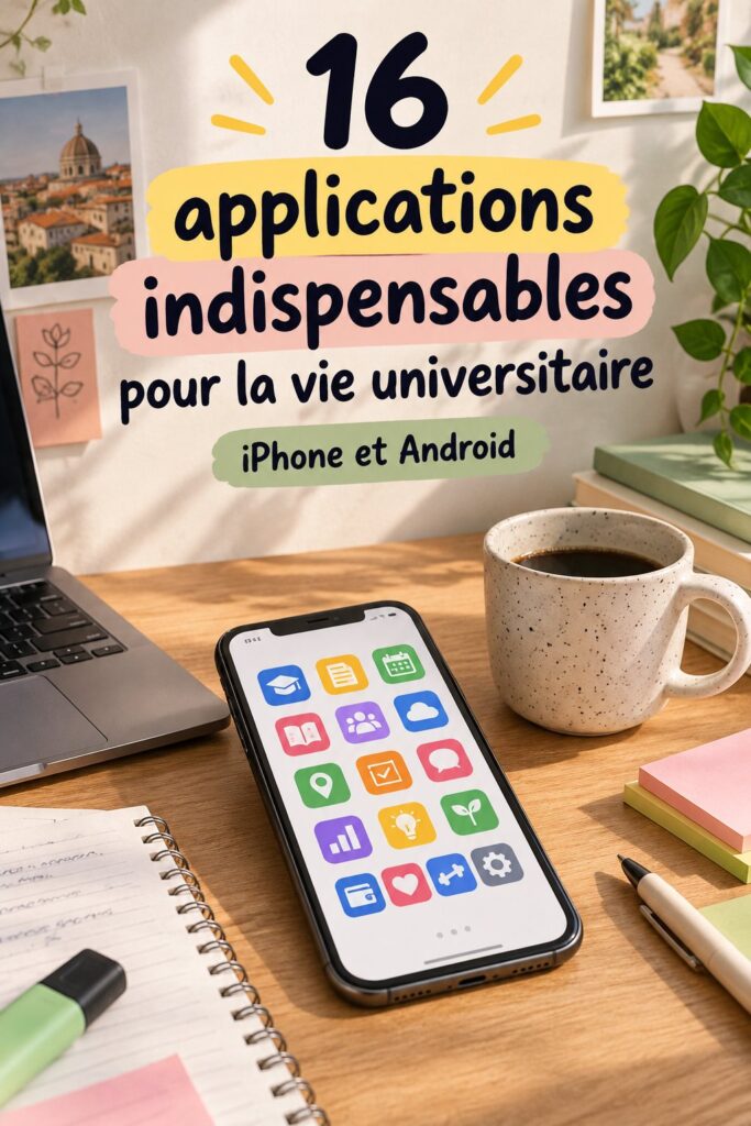 Collage d'écrans d'applications indispensables pour étudiants