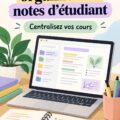 Capture d'écran d'une application d'organisation de notes pour étudiants