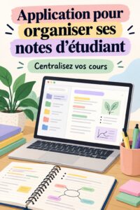 Capture d'écran d'une application d'organisation de notes pour étudiants