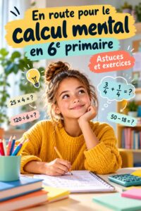 Enfant en train de réviser des calculs mentaux pour la 6e primaire