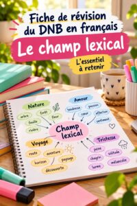 Élève en train de réviser le champ lexical pour le DNB de français