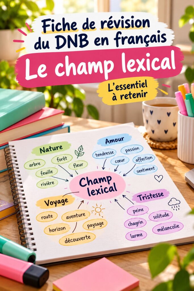 Élève en train de réviser le champ lexical pour le DNB de français