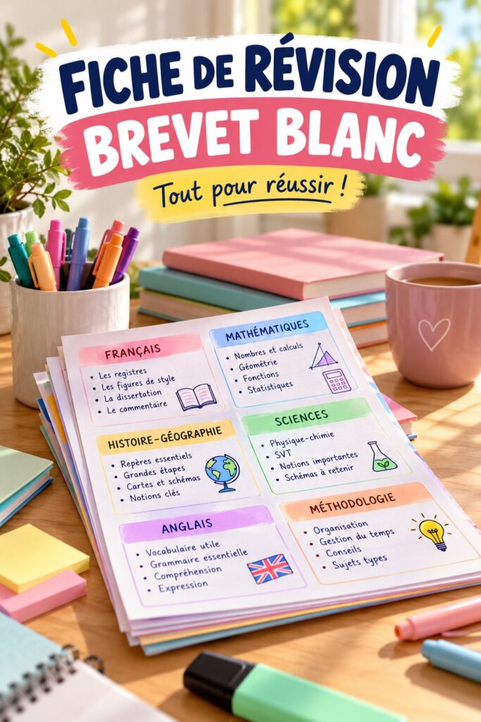 Fiche de révision pour le brevet blanc avec des points clés à retenir.