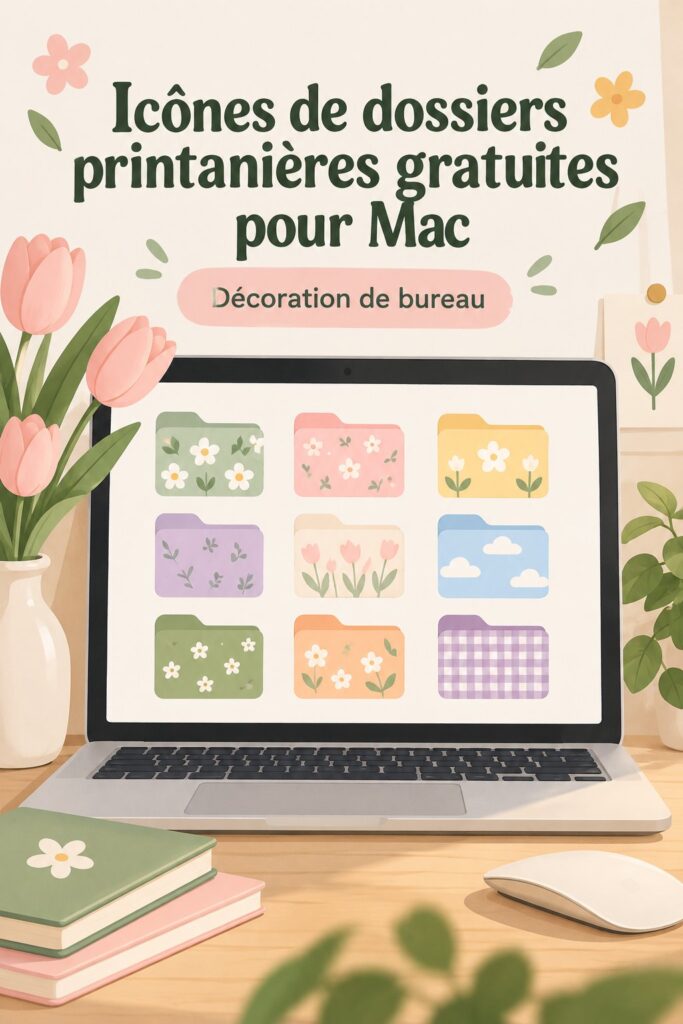 Icônes de dossiers colorées pour un bureau Mac printanier.