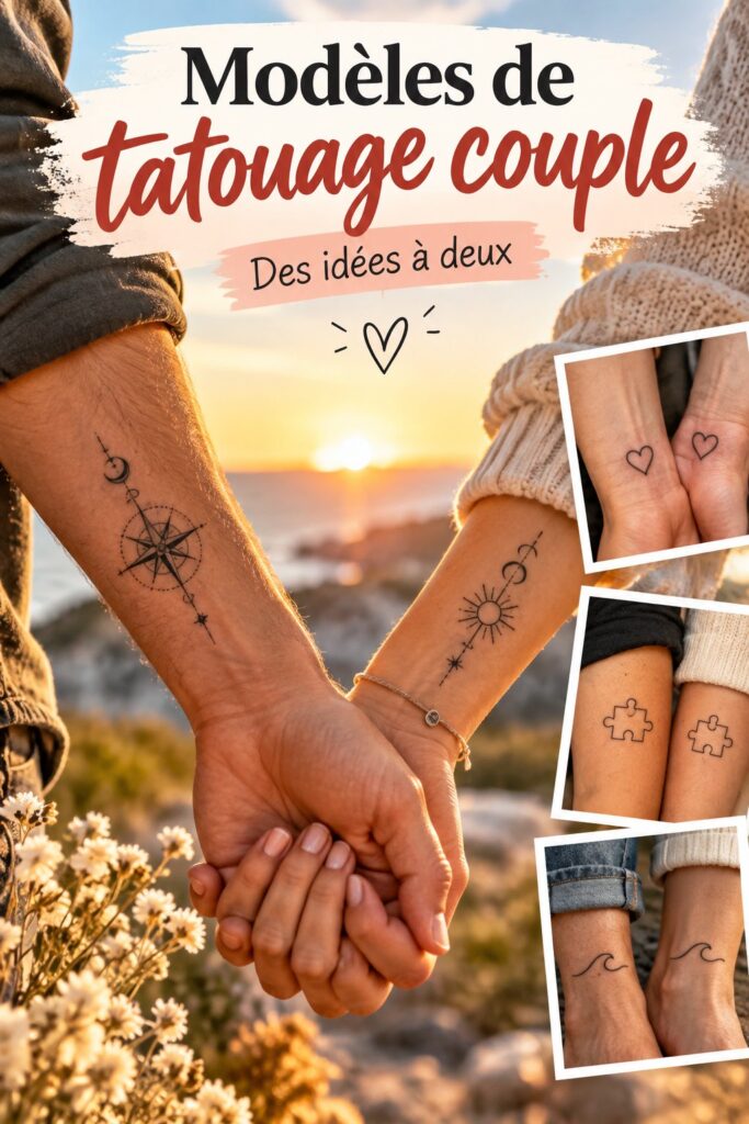 Modèles de tatouages artistiques pour couples illustrant l'amour.