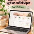 Capture d'écran d'un modèle Notion esthétique pour organiser ses études.