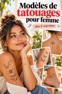 Un collage de divers modèles de tatouages féminins sur la peau.
