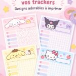 Templates créatifs Mofusand x Sanrio sur un bureau avec des outils d'artisanat.
