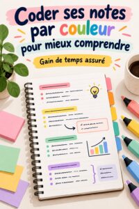 Mains tenant des notes colorées pour une meilleure organisation d'apprentissage.