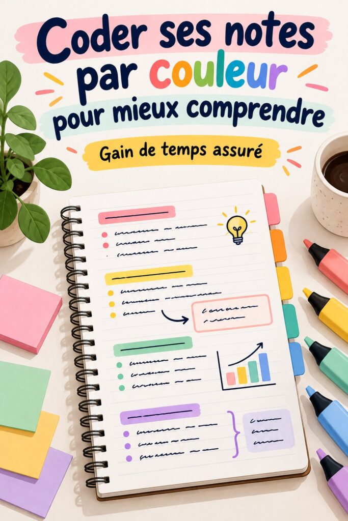 Mains tenant des notes colorées pour une meilleure organisation d'apprentissage.