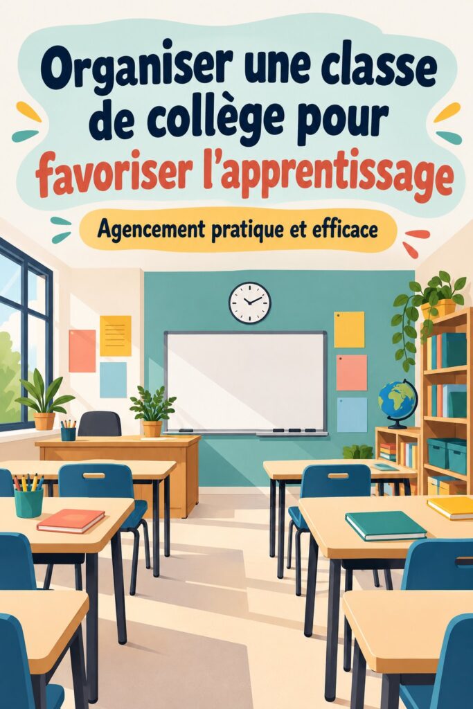 Salle de classe bien organisée avec des tables disposées pour faciliter l'apprentissage collectif