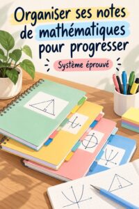 Étudiant organisant ses notes de mathématiques sur un bureau.