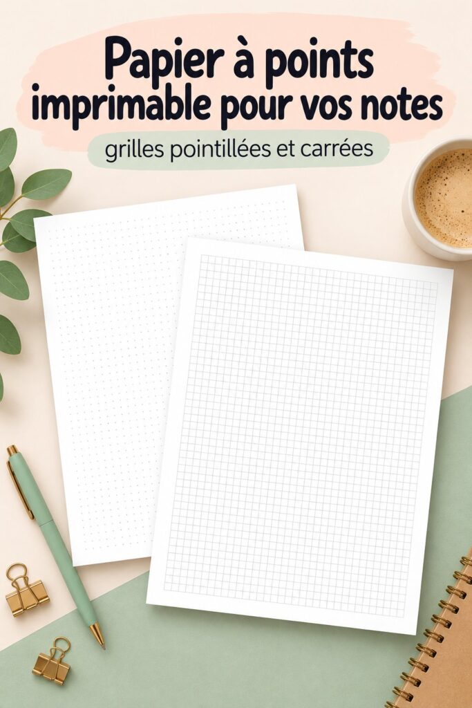 Modèle de papier à notes imprimable avec grille à points et carrés